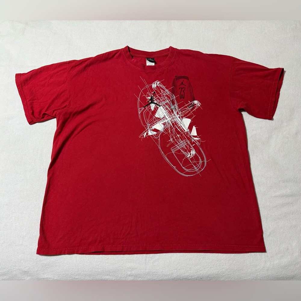 Air Jordan Men's 2XL Crew Neck Short Sleeve Graphic Print T-Shirt Red White